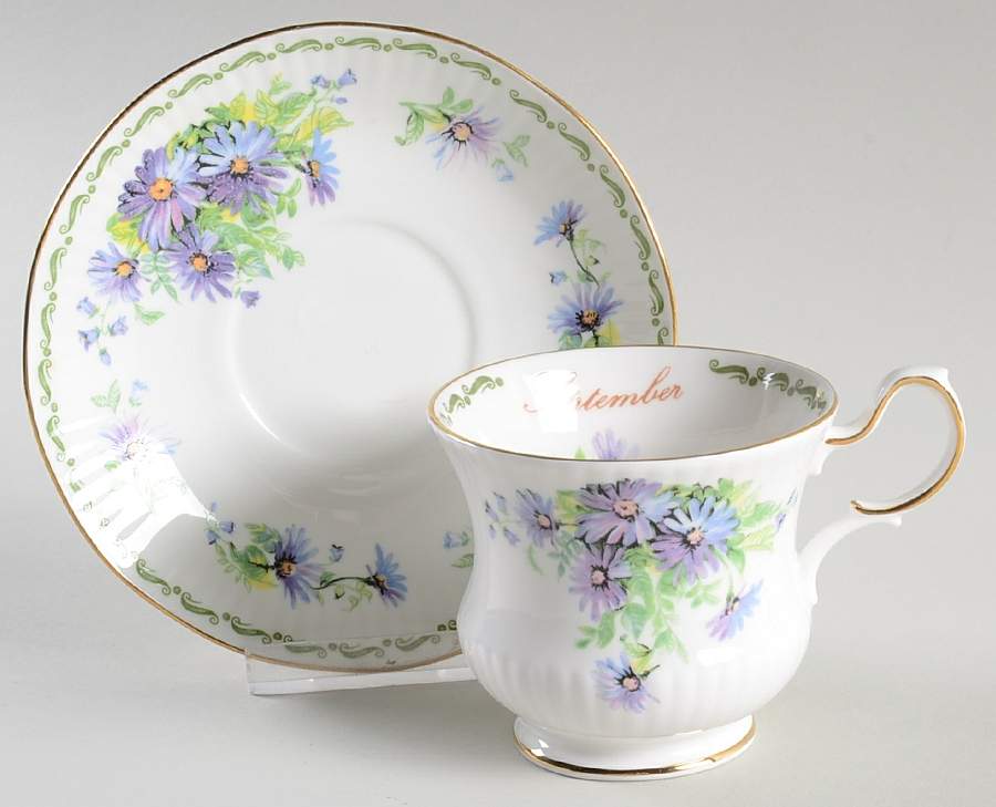 Flower of the Month Footed Cup & Saucer Set by Queen's-1