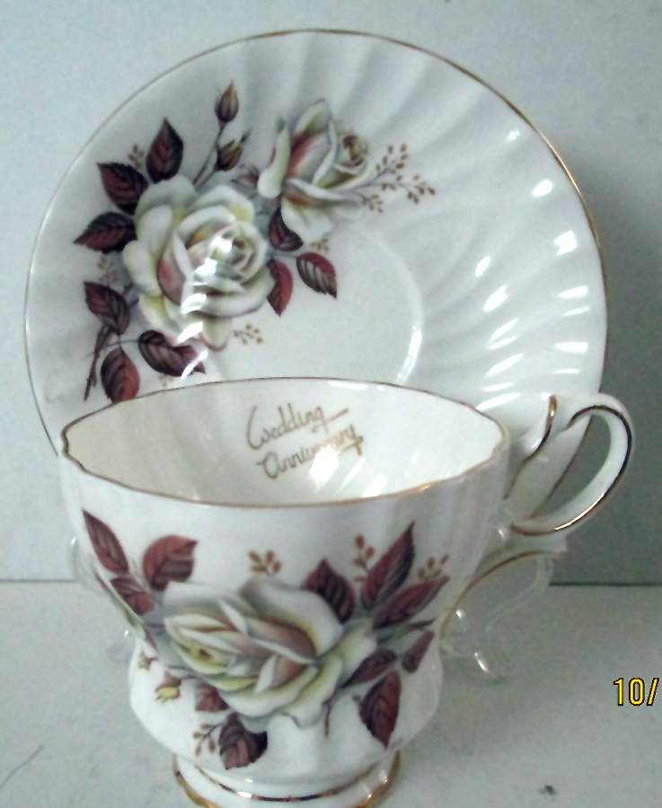 Autumn Rose Flat Cup & Saucer Set by Queen Anne (England)-1