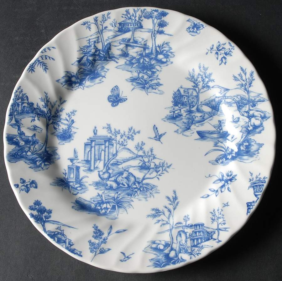 Toile Blue Dinner Plate by Queen's-1
