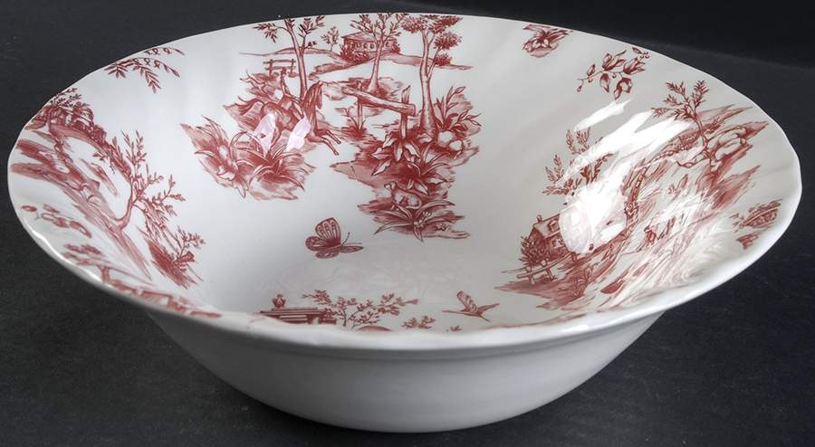 Toile Pink 9" Round Vegetable Bowl by Queen's-1