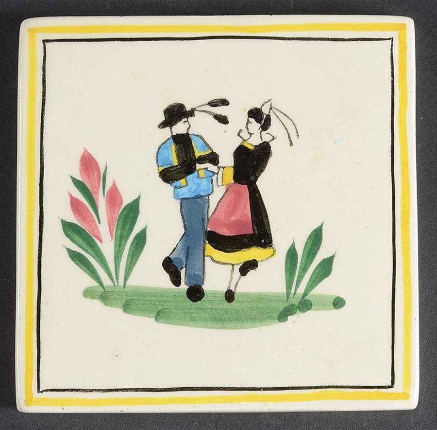 QUI21 Yellow 4" Wall Tile by Quimper-1