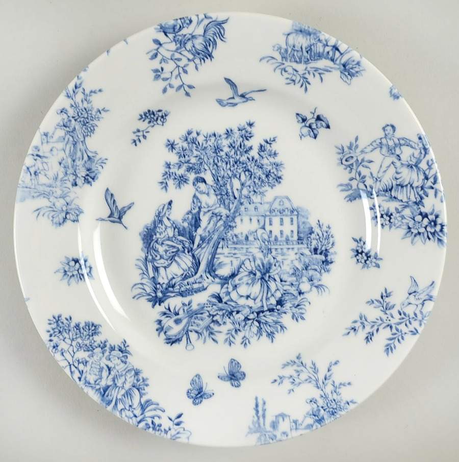 Toile de Jardin Azure Blue Salad Plate by Queen's-1