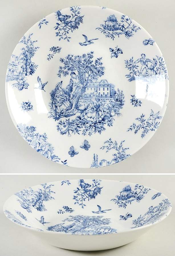 Toile de Jardin Azure Blue Coupe Soup Bowl by Queen's-1