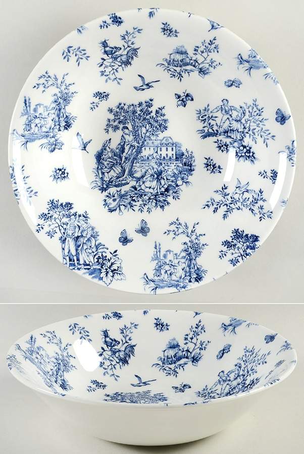 Toile de Jardin Azure Blue 9" Round Vegetable Bowl by Queen's-1