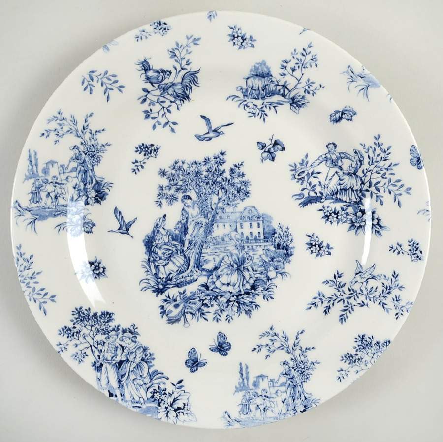 Toile de Jardin Azure Blue Dinner Plate by Queen's-1