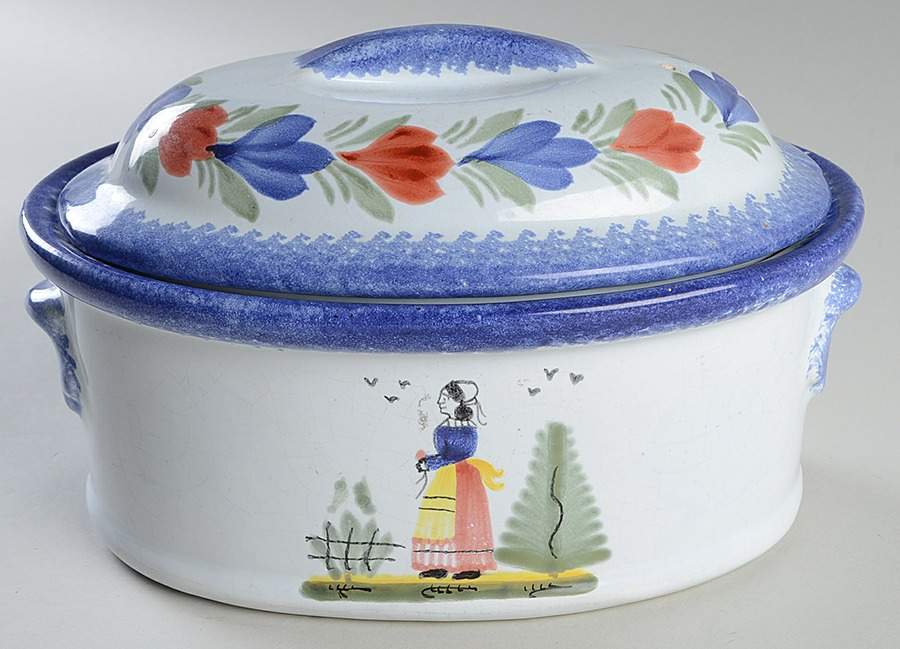 Les Plats du Chef 1.5 Quart Oval Covered Casserole by Quimper-1