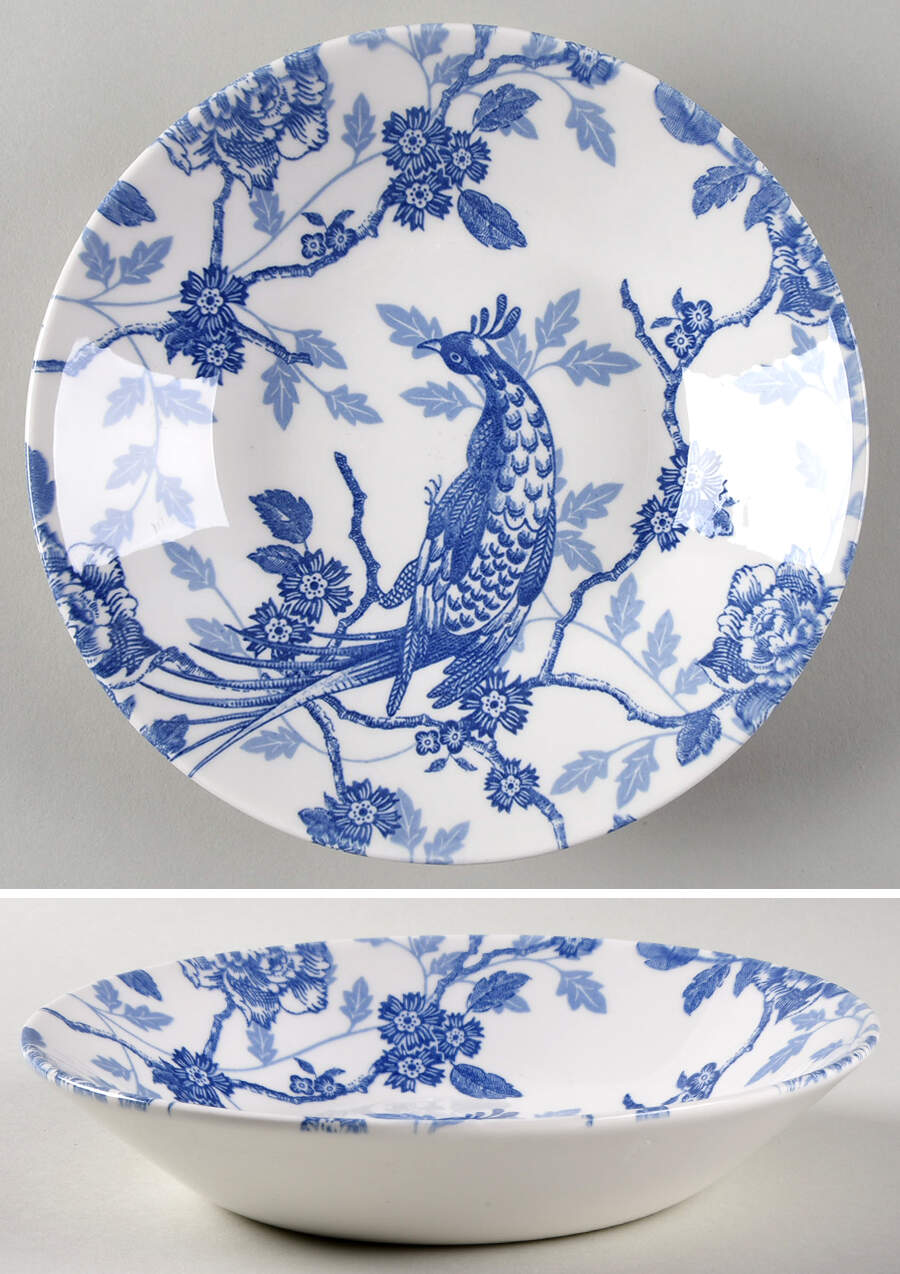 Kujaku Blue Coupe Soup Bowl by Queen's-1