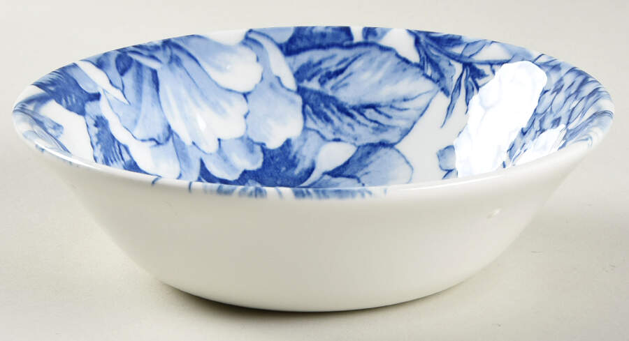 Spring Flourish Blue Oatmeal Bowl by Queen's-1