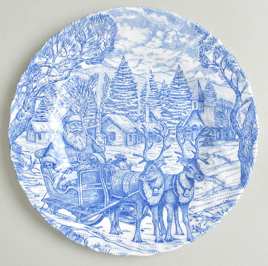 Santa Blue Salad Plate by Queen's-1