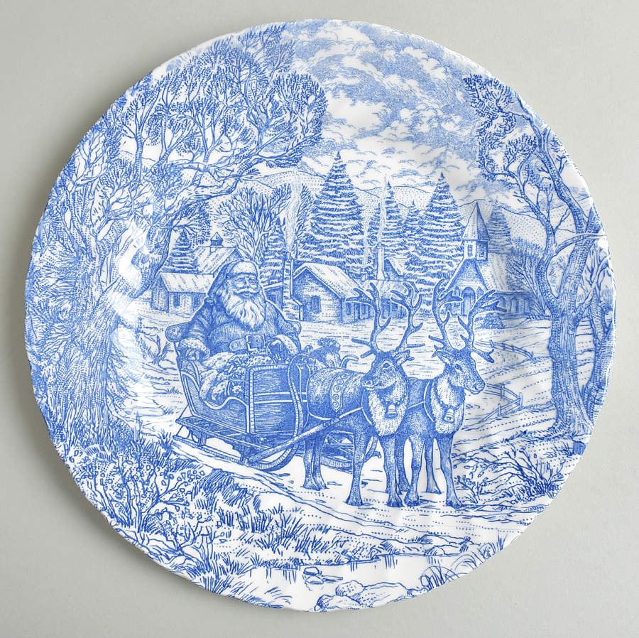 Santa Blue Dinner Plate by Queen's-1
