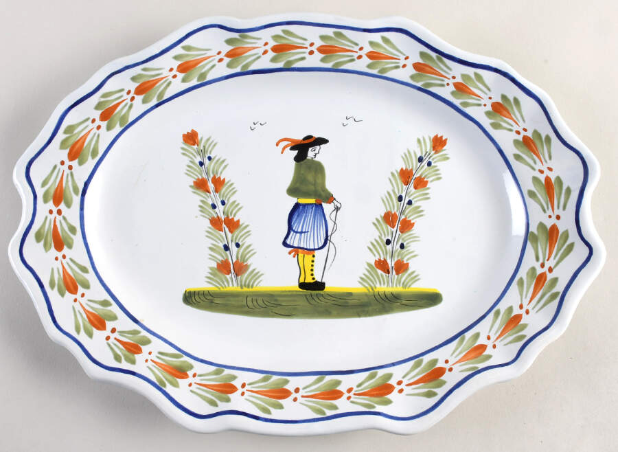D217 15" Oval Serving Platter by Quimper-1