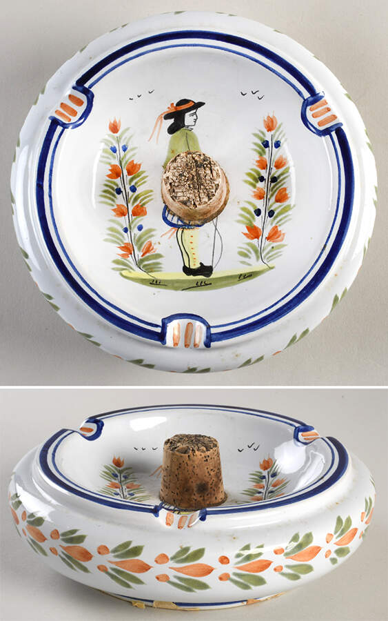 D217 3 Slot Round Ashtray by Quimper-1