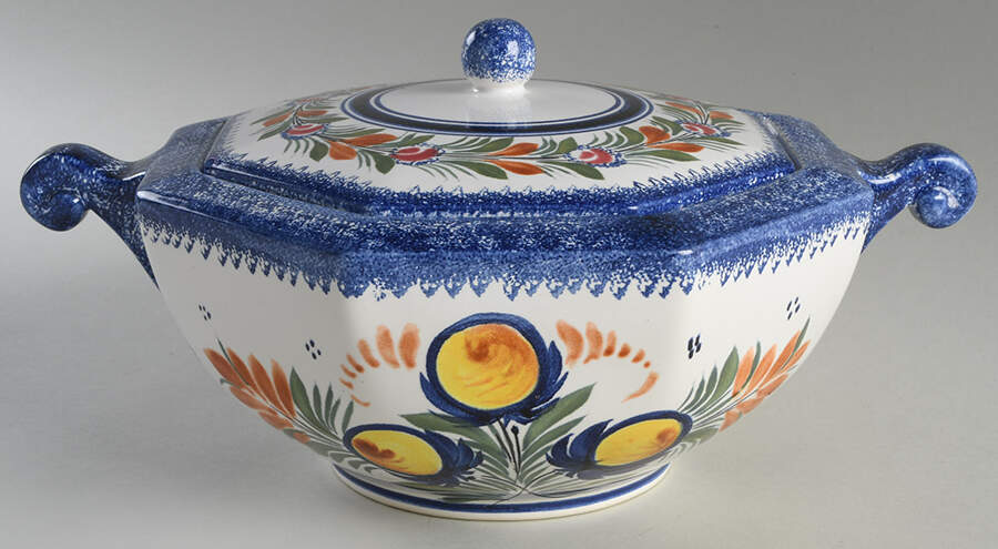 QUI124 Octagonal Covered Vegetable by Quimper-1