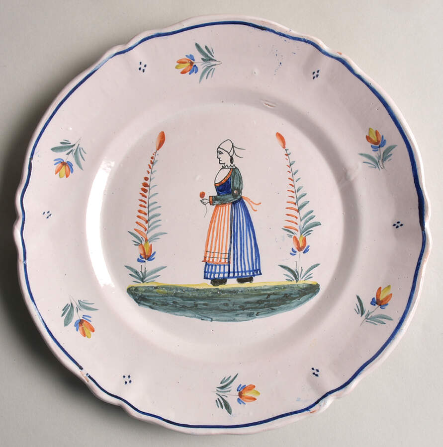HR or Henriot Backstamp Giftware Salad Plate by Quimper-1