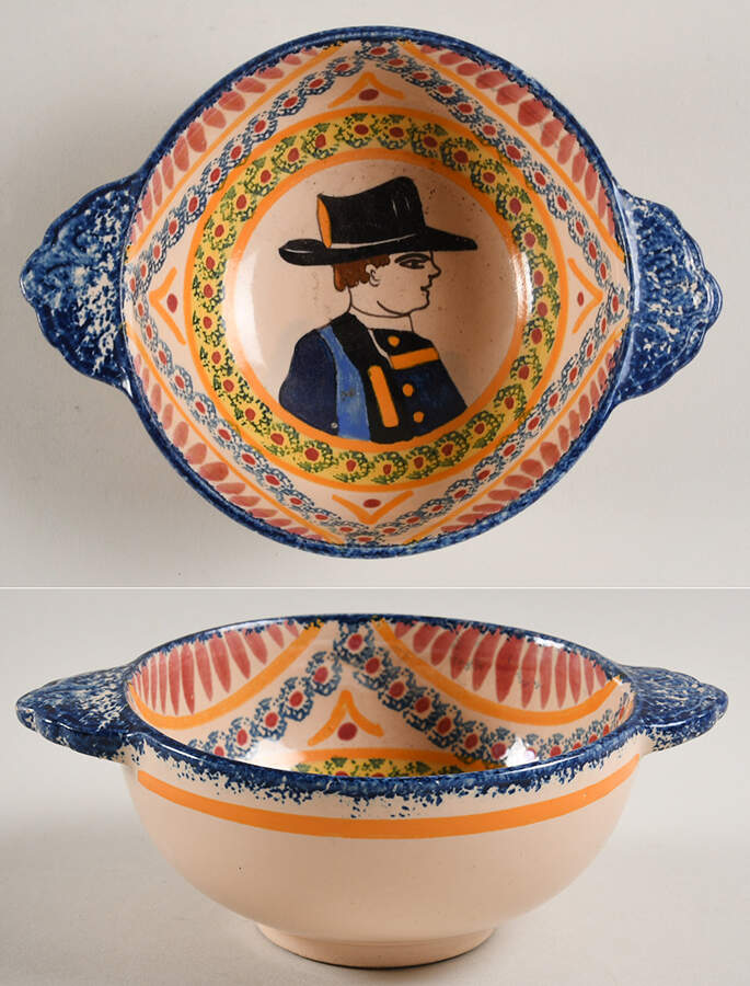 HR or Henriot Backstamp Giftware Lugged Cereal Bowl by Quimper-1