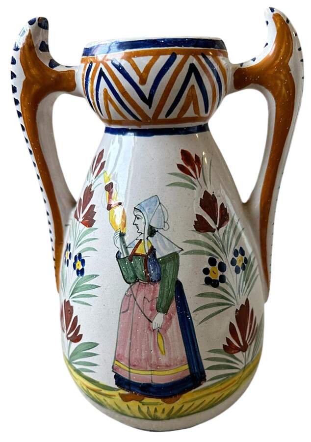 HR or Henriot Backstamp Giftware 8" Vase by Quimper-1