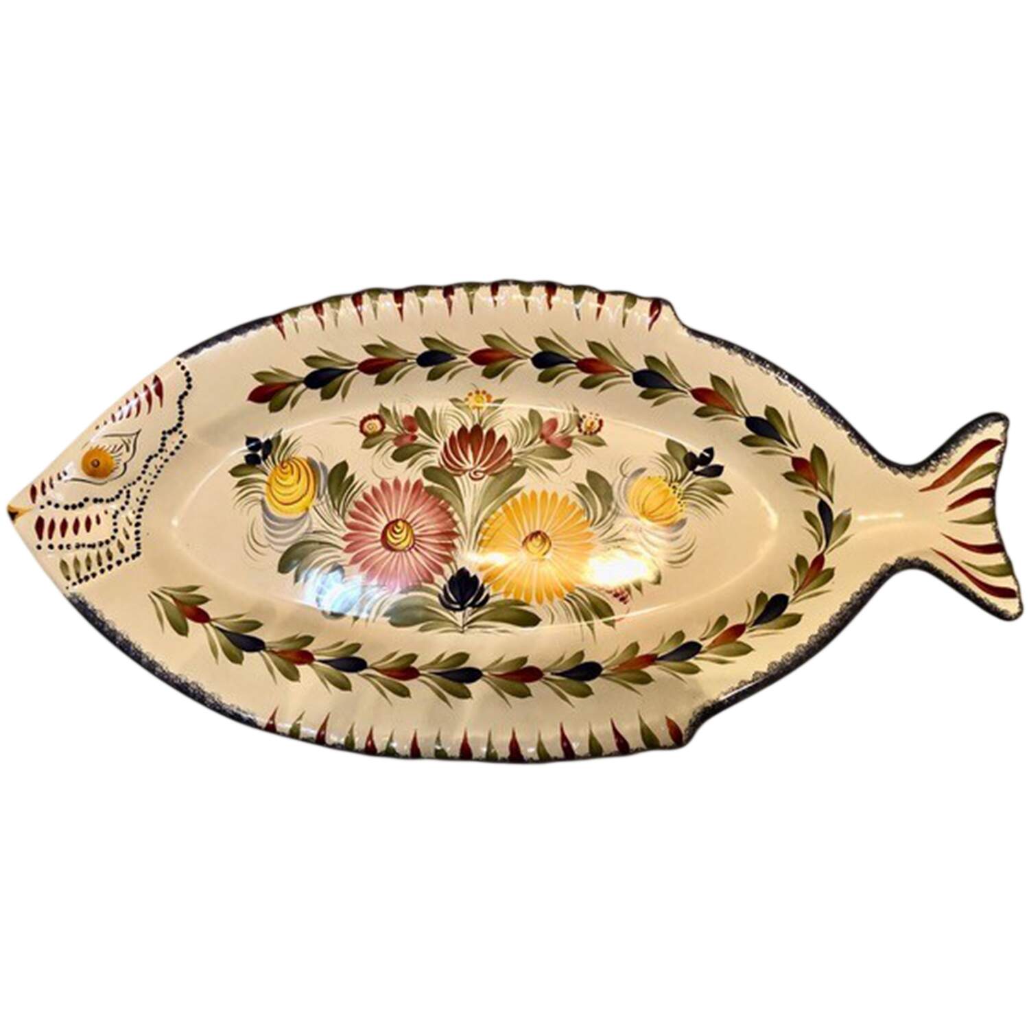 HR or Henriot Backstamp Giftware 24" Fish Platter by Quimper-1