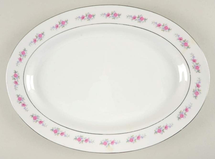 China Rose 14" Oval Serving Platter by Royal Cathay-1