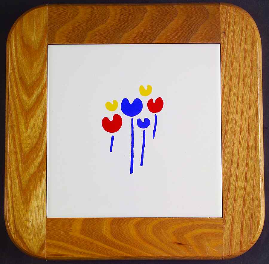 Tulips Square Wood Frame  Trivet by Riva Designs-1