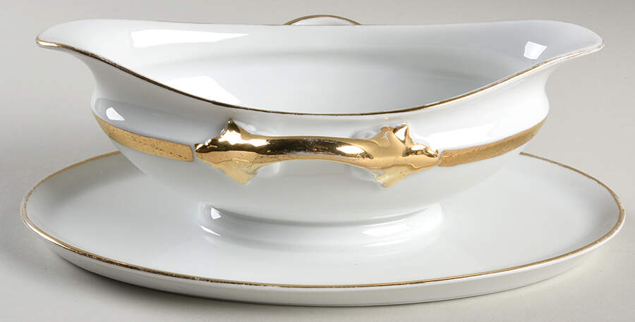 RR2 Gravy Boat with Attached Underplate by Royal R (Bavaria)-1
