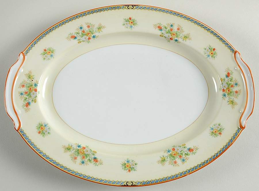 RO67 11" Oval Serving Platter by Rose (Japan)-1