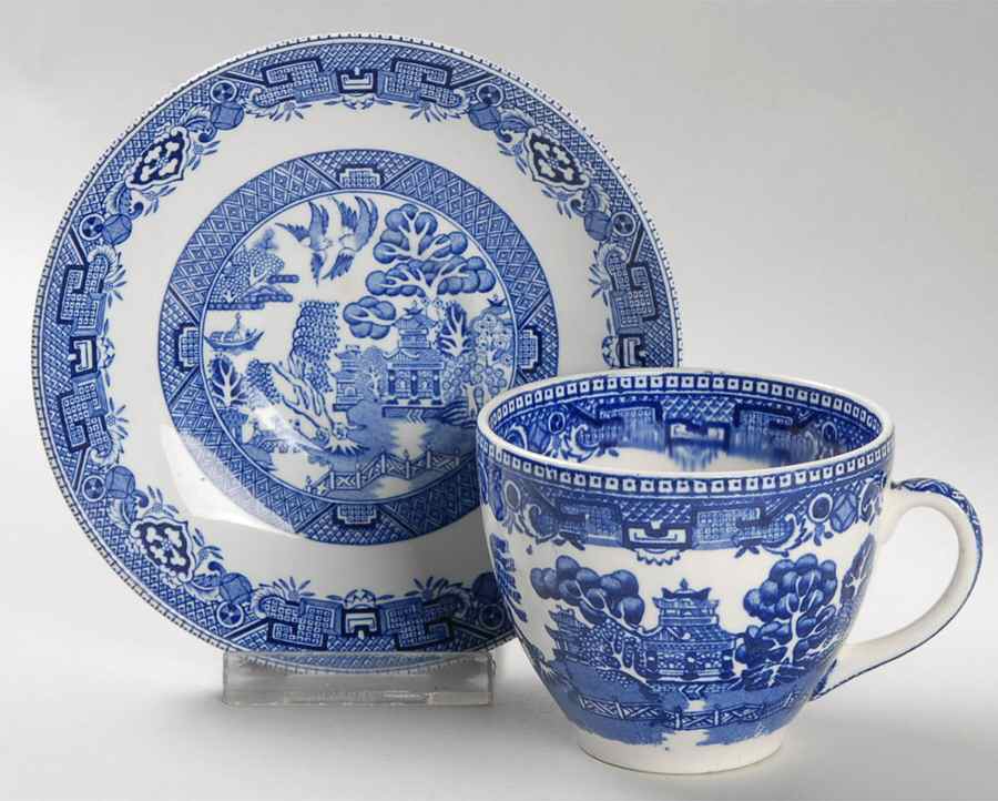 Willow Blue Flat Cup & Saucer Set by Ridgway (Ridgways)-1