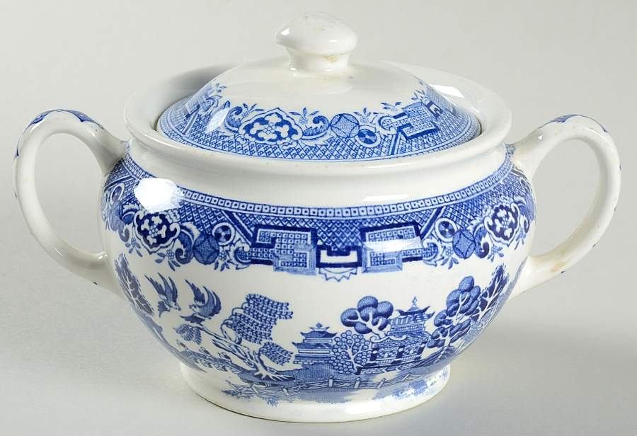 Willow Blue Sugar Bowl & Lid by Ridgway (Ridgways)-1