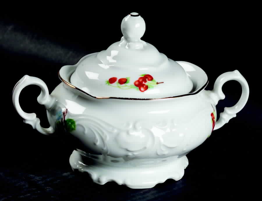 Fruit Garland Sugar Bowl & Lid by Royal Kent (Poland)-1