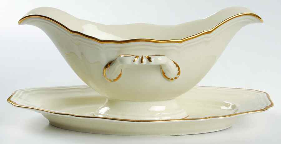 1129 (Chippendale, Cream) Gravy Boat with Attached Underplate by Rosenthal - Continental-1