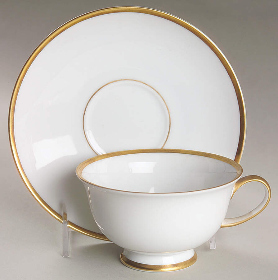 1473 (Aida, White) Footed Cup & Saucer Set by Rosenthal - Continental-1