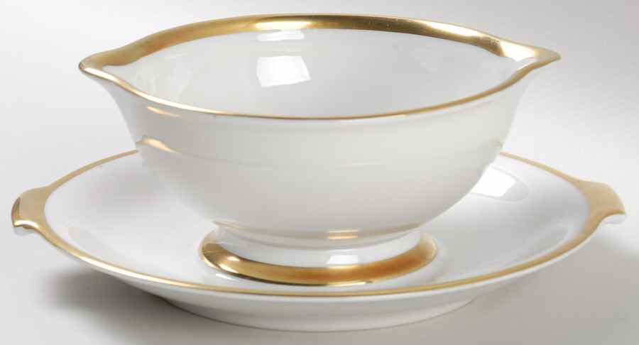 1473 (Aida, White) Gravy Boat with Attached Underplate by Rosenthal - Continental-1