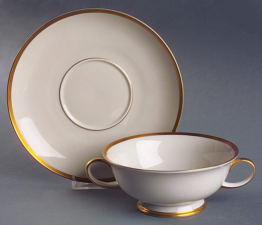 1473 (Aida, Cream) Footed Cream Soup Bowl & Saucer Set by Rosenthal - Continental-1