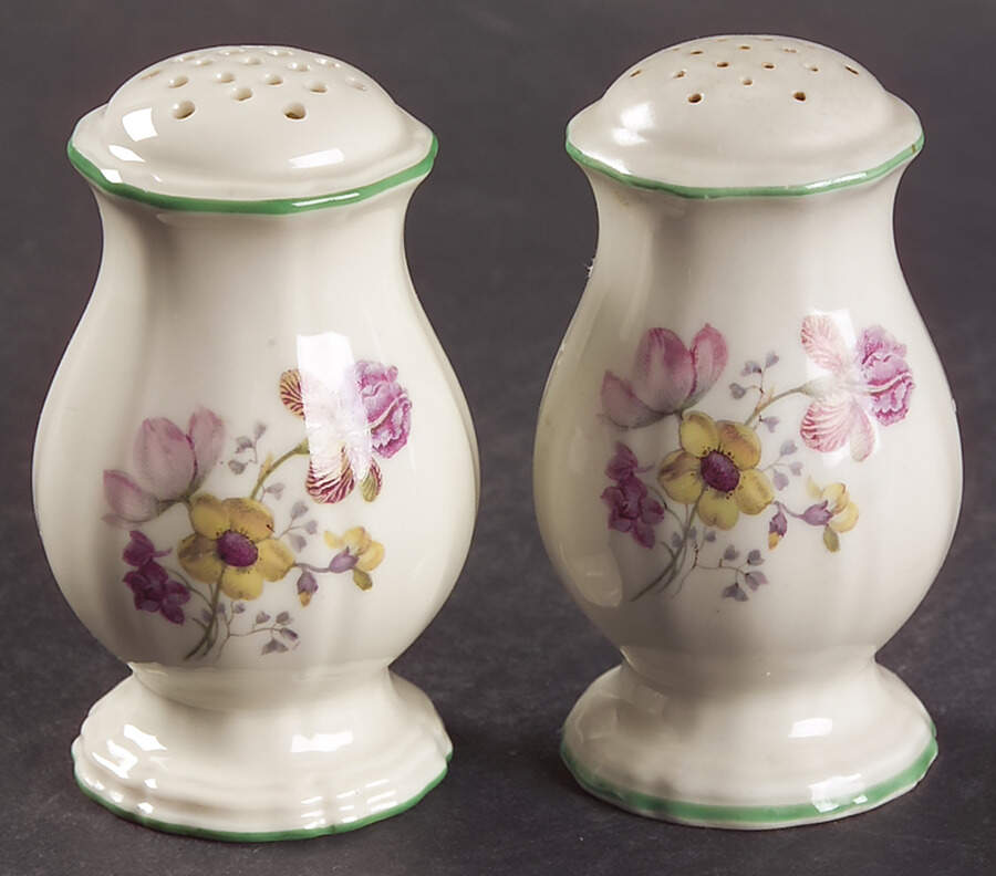 2664 (Chippendale, Cream, Green Trim) Salt & Pepper Set by Rosenthal - Continental-1