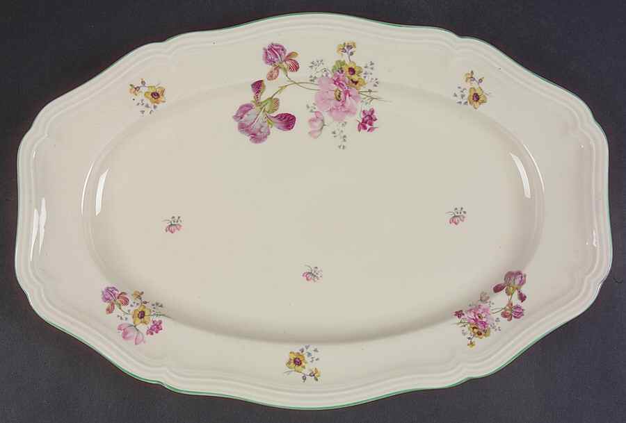 2664 (Chippendale, Cream, Green Trim) 13" Oval Serving Platter by Rosenthal - Continental-1