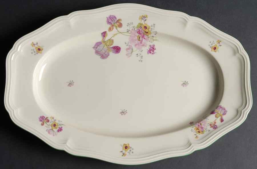 2664 (Chippendale, Cream, Green Trim) 15" Oval Serving Platter by Rosenthal - Continental-1