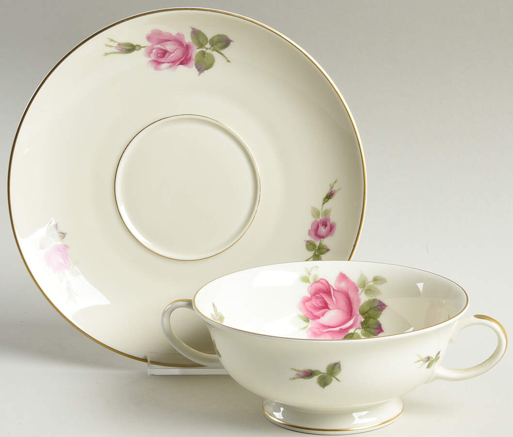 2825 (Aida, Cream) Footed Cream Soup Bowl & Saucer Set by Rosenthal - Continental-1