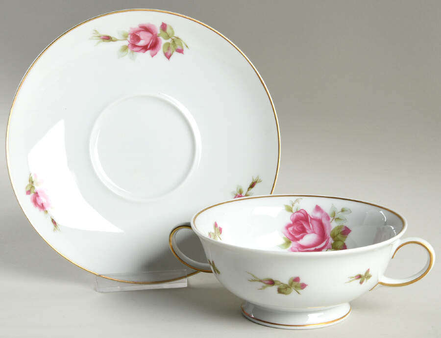 2825 (Aida, White) Footed Cream Soup Bowl & Saucer Set by Rosenthal - Continental-1
