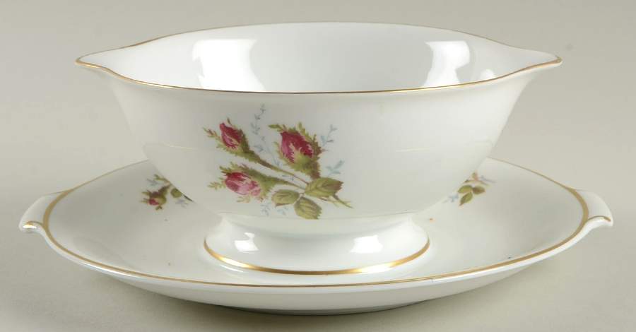 3322 (Aida, Roses) Gravy Boat with Attached Underplate by Rosenthal - Continental-1