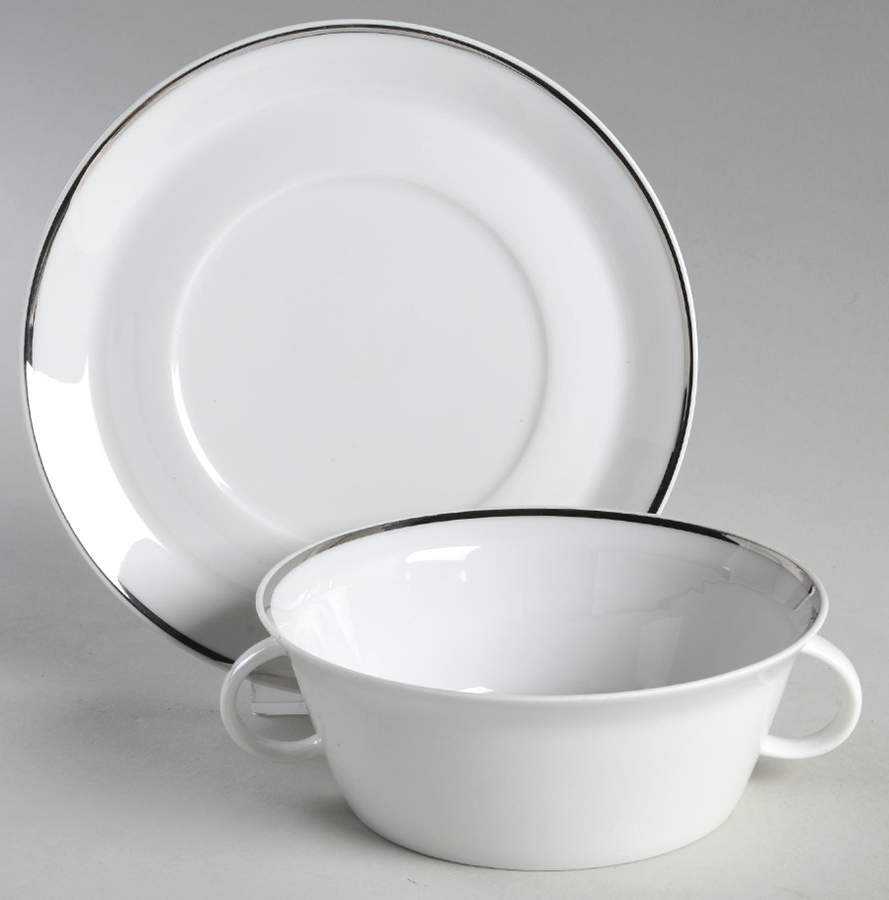 3455 (No Color) Flat Cream Soup Bowl & Saucer Set by Rosenthal - Continental-1