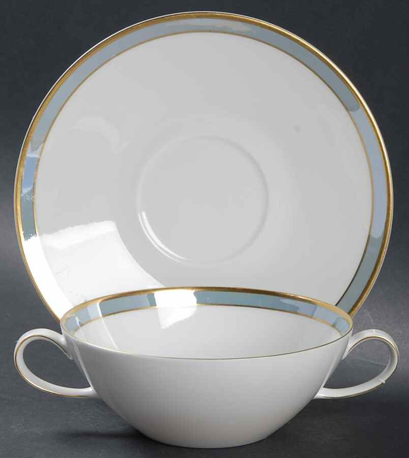 Gala Blue (Fortuna Shape) Flat Cream Soup Bowl & Saucer Set by Rosenthal - Continental-1