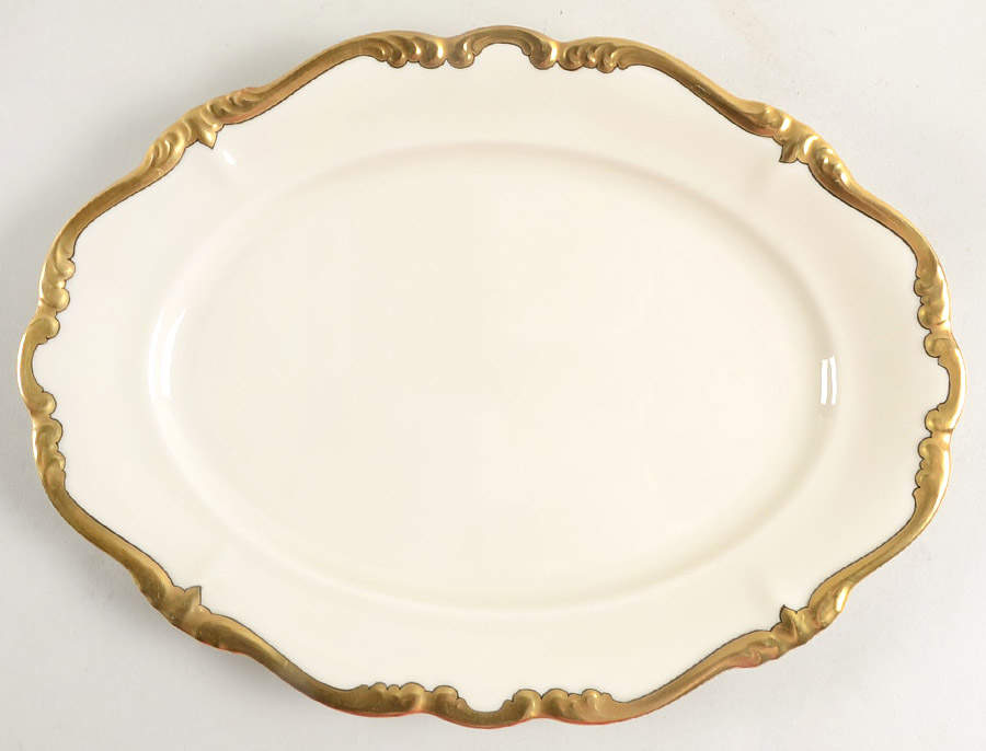 5647 (Ivory Background, Black Line) 11" Oval Serving Platter by Rosenthal - Continental-1