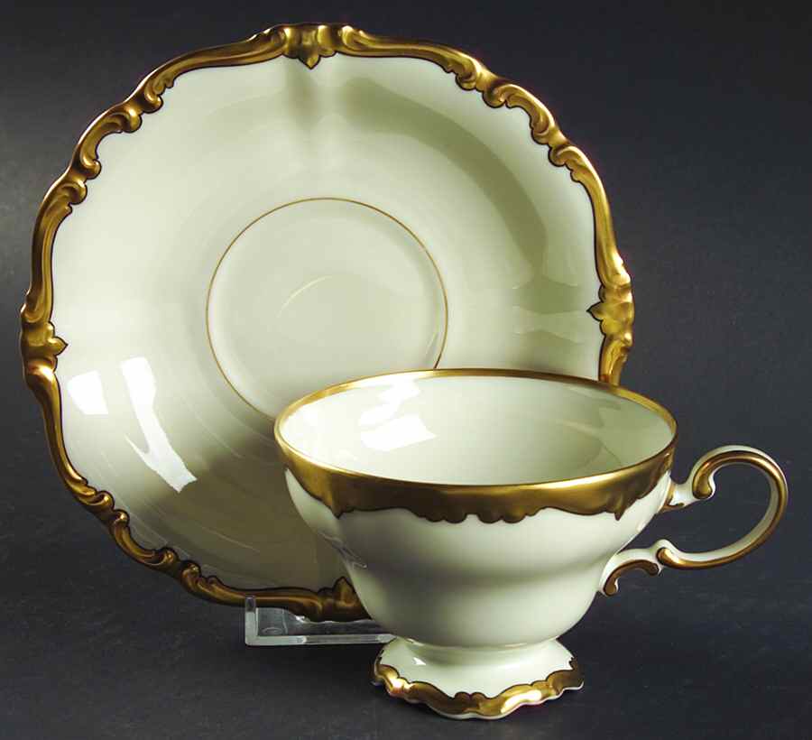 5647 (Ivory Background, Black Line) Footed Cup & Saucer Set by Rosenthal - Continental-1