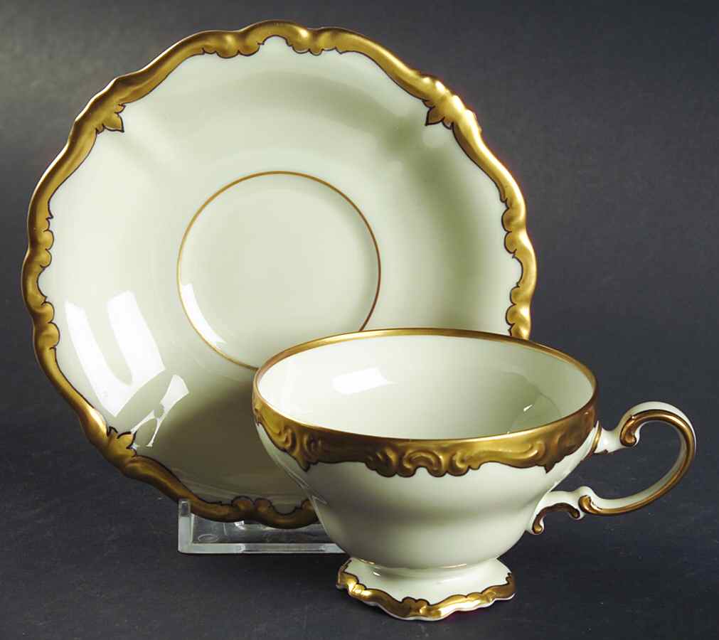5647 (Ivory Background, Black Line) Footed Demitasse Cup & Saucer Set by Rosenthal - Continental-1