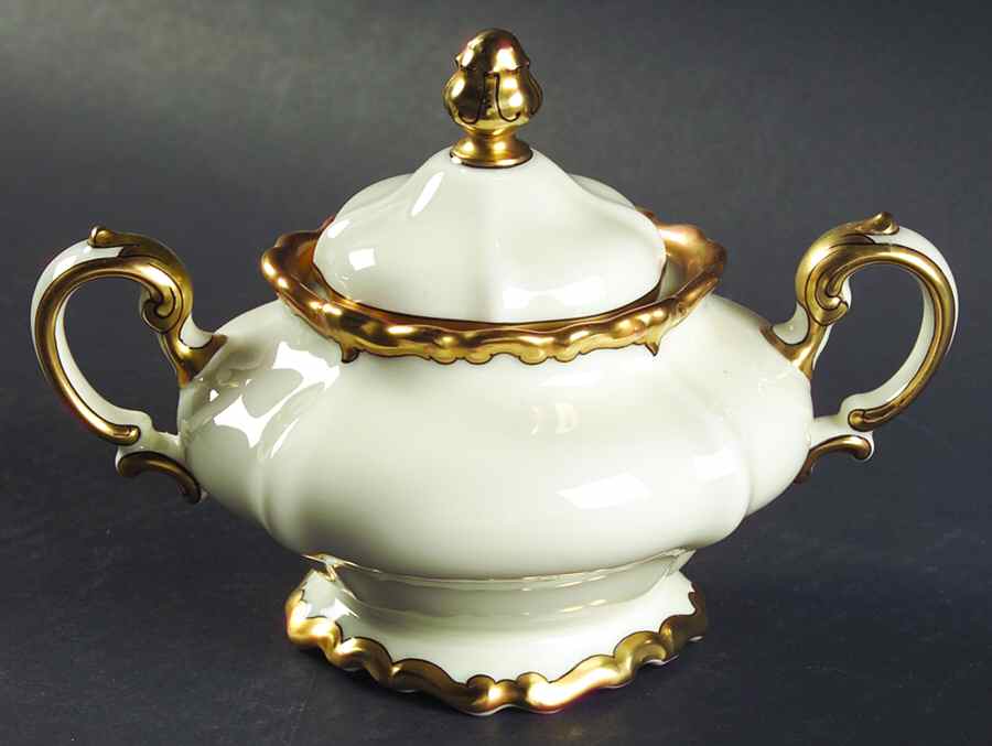 5647 (Ivory Background, Black Line) Sugar Bowl & Lid by Rosenthal - Continental-1