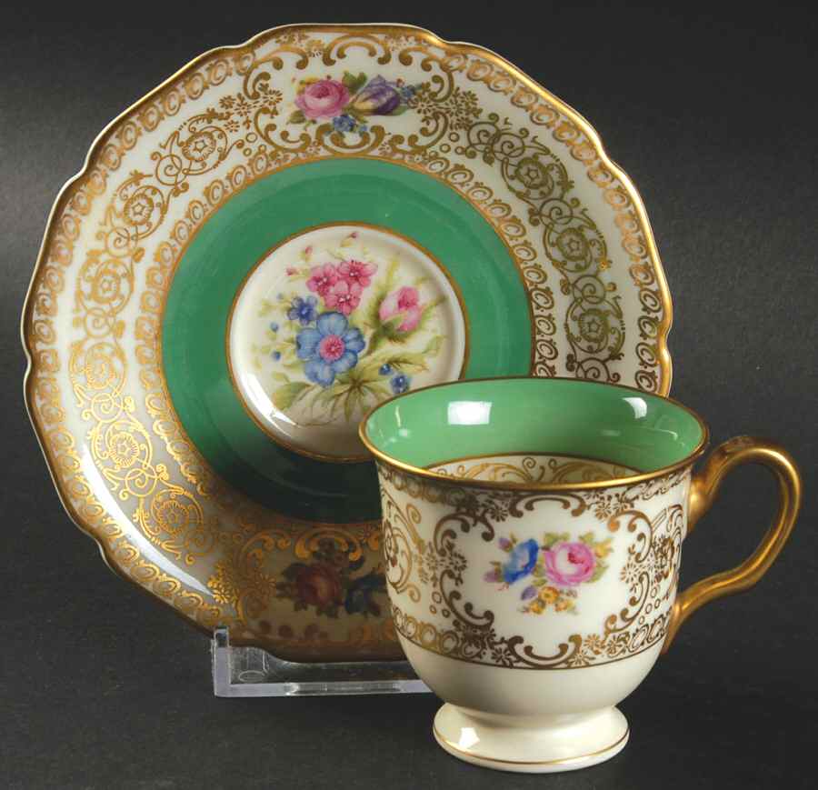 5893 (Green) Footed Demitasse Cup & Saucer Set by Rosenthal - Continental-1