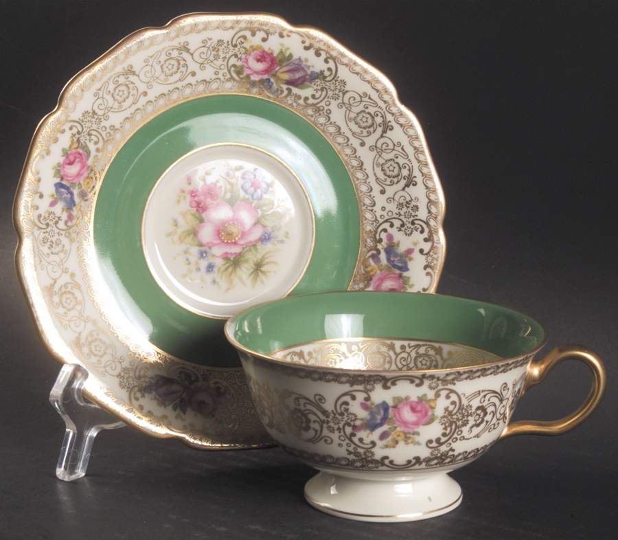 5893 (Green) Footed Cup & Saucer Set by Rosenthal - Continental-1