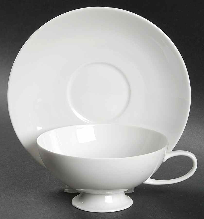 Aida (White) Footed Cup & Saucer Set by Rosenthal - Continental-1