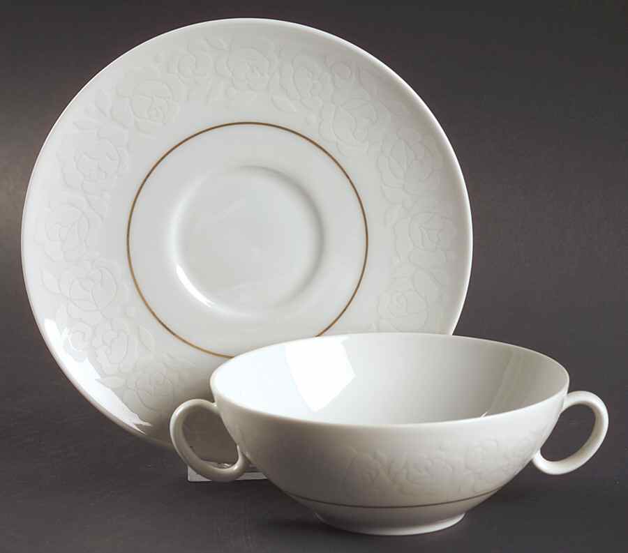 Alencon Flat Cream Soup Bowl & Saucer Set by Rosenthal - Continental-1