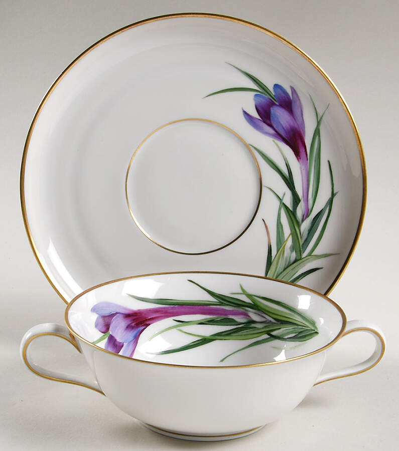 Alpine Flowers Flat Cream Soup Bowl & Saucer Set by Rosenthal - Continental-1