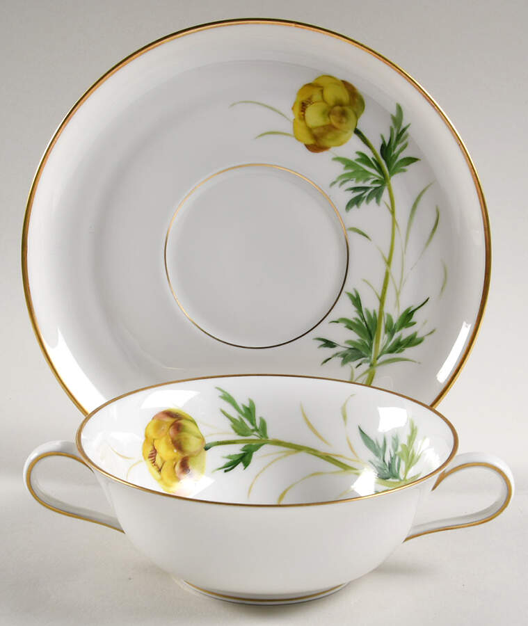 Alpine Flowers Flat Cream Soup Bowl & Saucer Set by Rosenthal - Continental-1